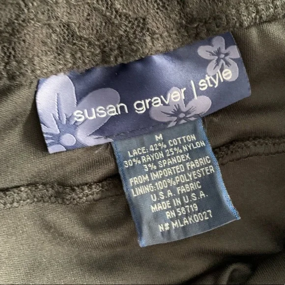 Susan Graver Black Lace Floral Lined Maxi Skirt - Picture 4 of 7